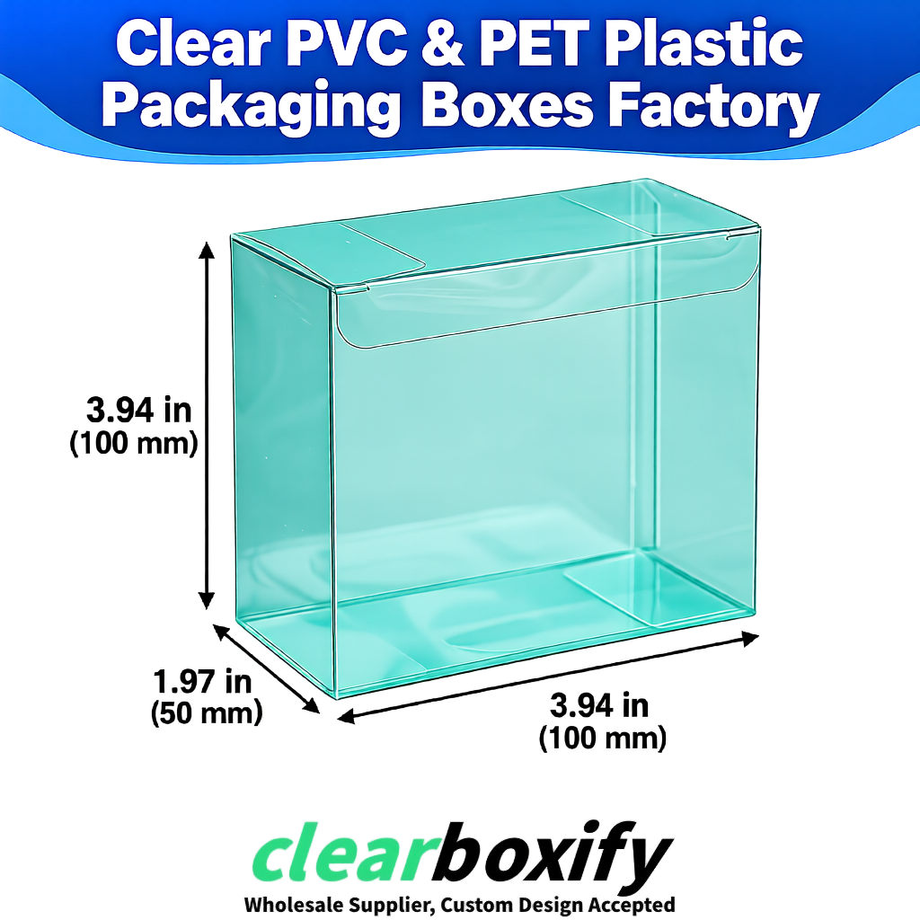 Wholesale Teal Clear PVC & PET Boxes 90x90x90mm 100x100x30/50/100mm