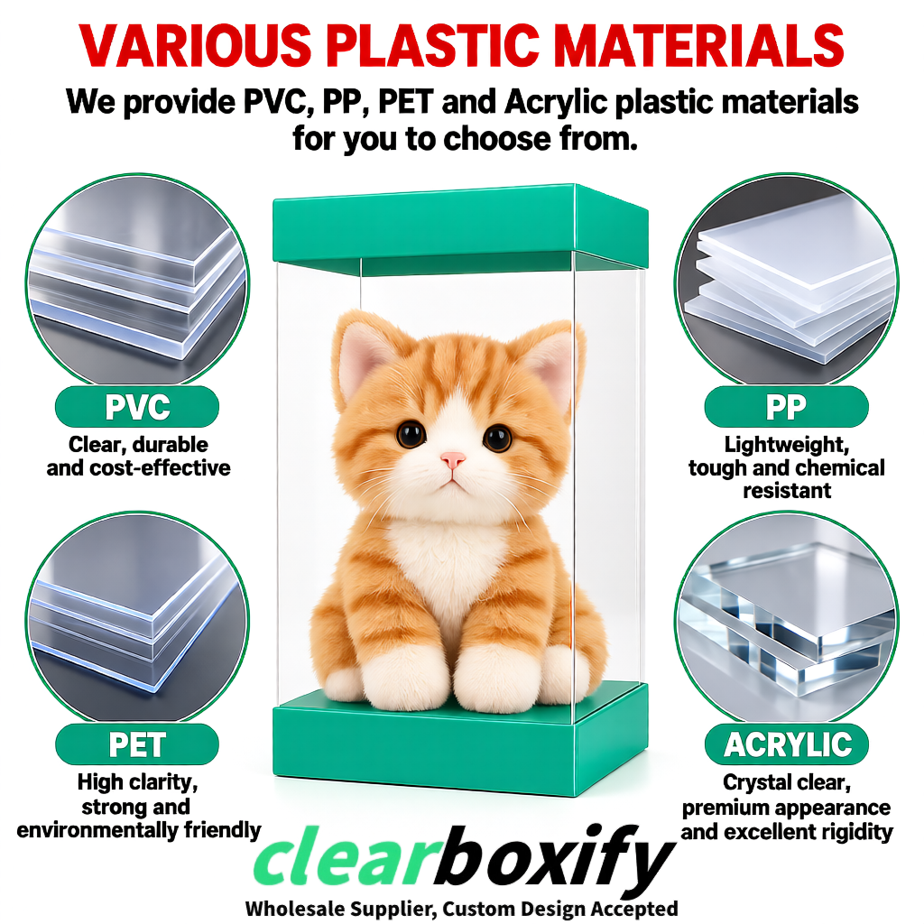 Teal Clear Toy Display Boxes with White Base & Top | Wholesale Bulk Packaging