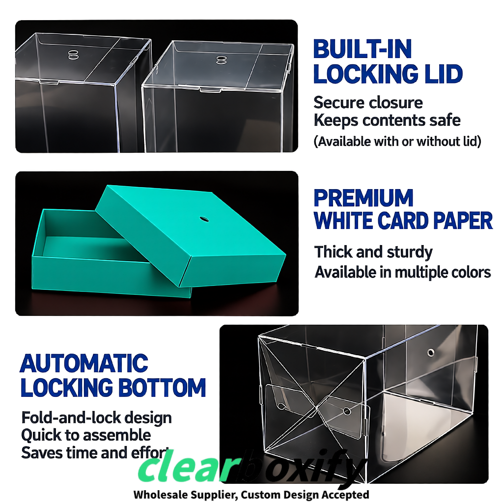 Teal Clear Toy Display Boxes with White Base & Top | Wholesale Bulk Packaging