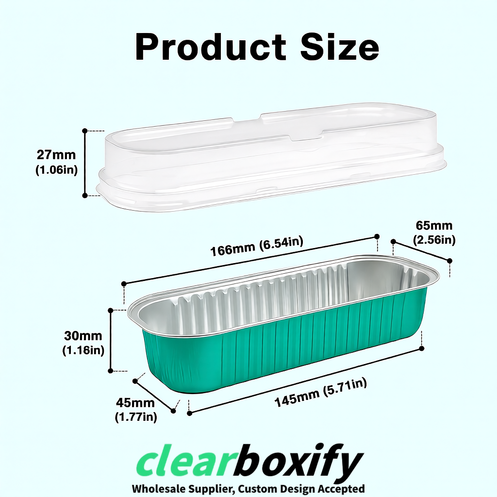 Teal Mini Loaf Pans with Clear Lids 6.8oz Rectangular Aluminum Foil Baking Pans Supplier
