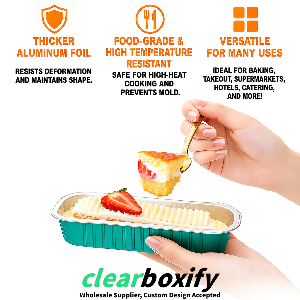 Teal Mini Loaf Pans with Clear Lids 6.8oz Rectangular Aluminum Foil Baking Pans Supplier