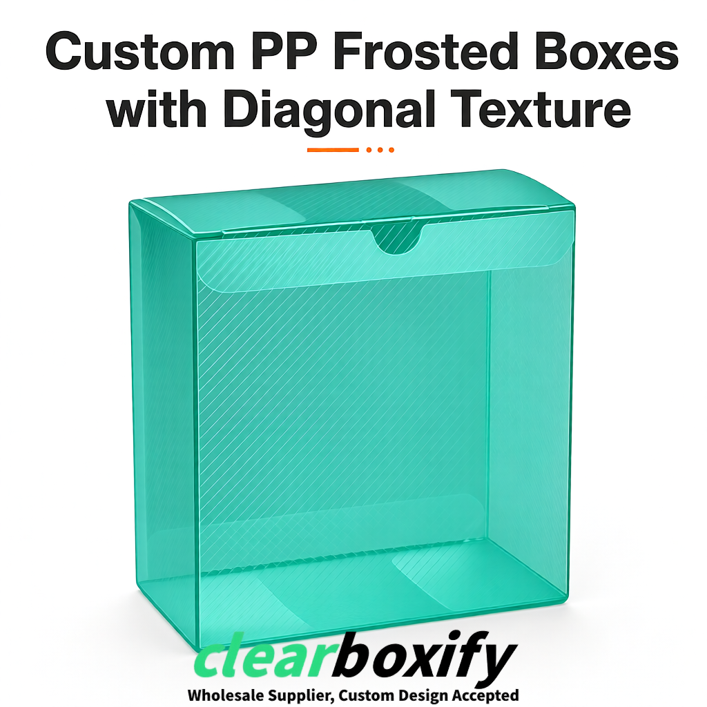 Teal Matte PP Frosted & Diagonal Texture Boxes with Diagonal Texture