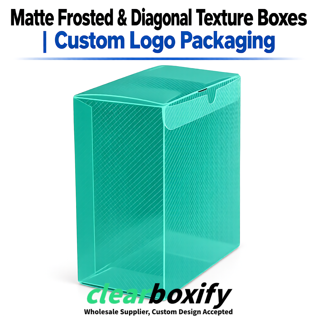 Teal Matte PP Frosted & Diagonal Texture Boxes with Diagonal Texture