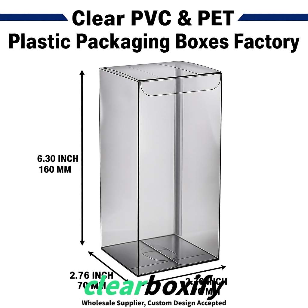 Transparent PPWR-ready PVC & PET Clear Boxes 80x80x80/120/140/190mm 70x70x160 mm Factory