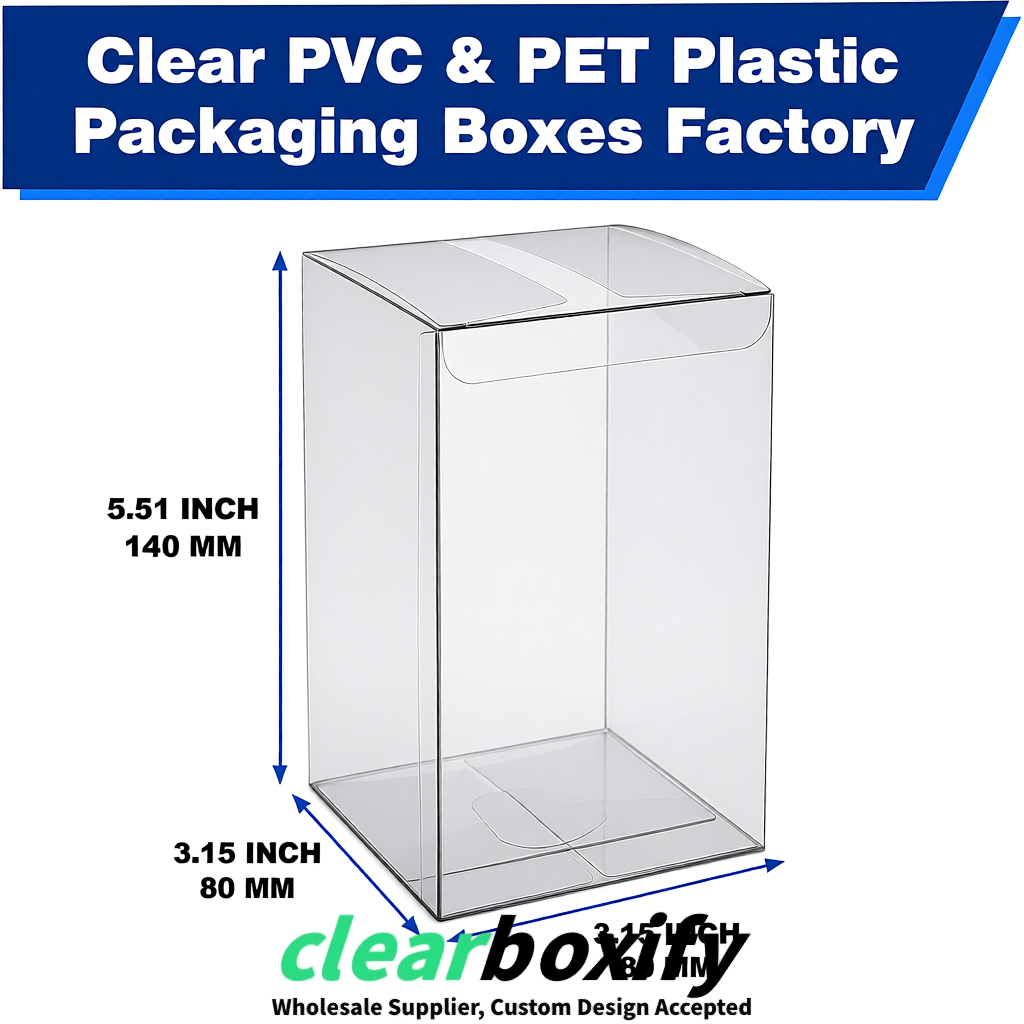 Transparent PPWR-ready PVC & PET Clear Boxes 80x80x80/120/140/190mm 70x70x160 mm Factory