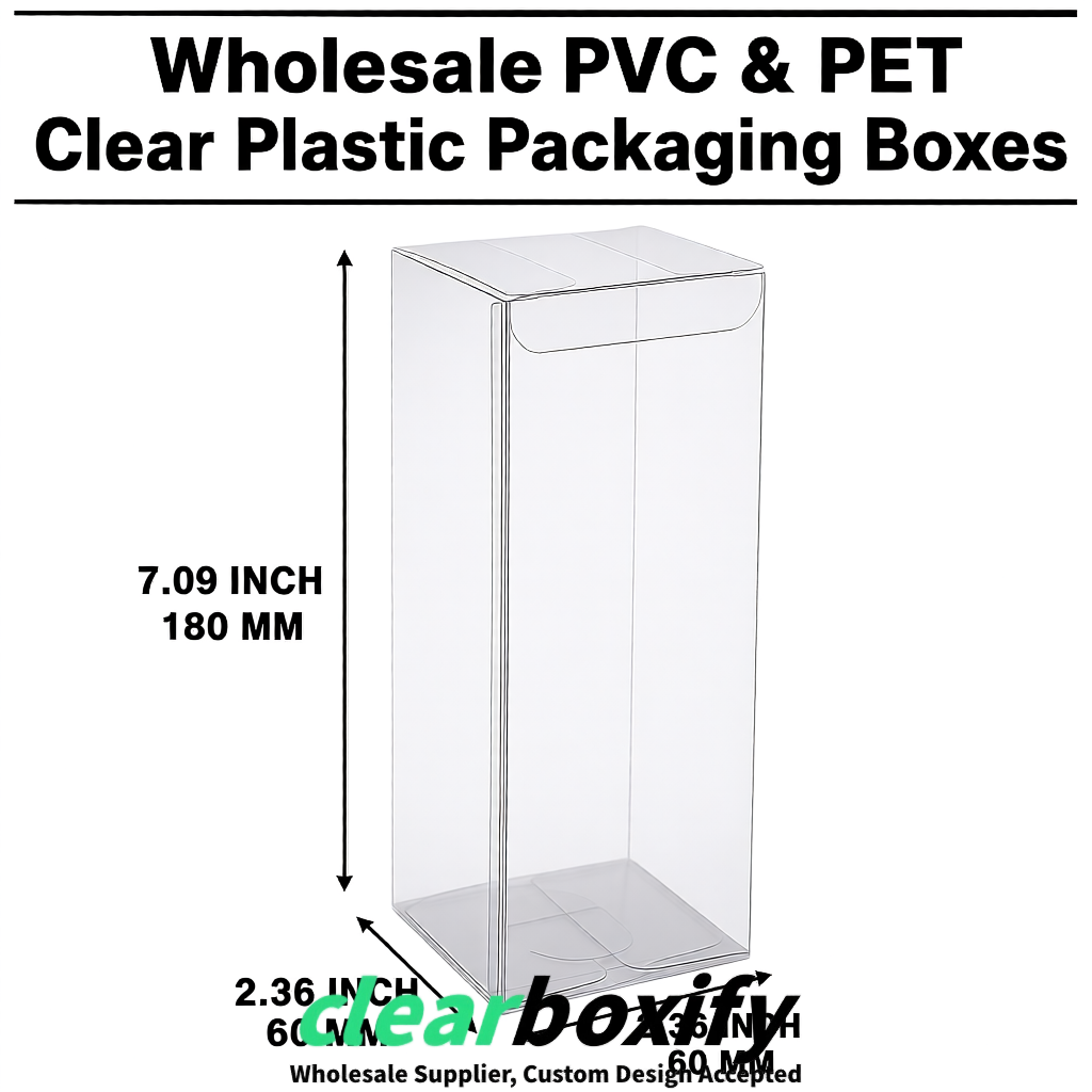 PPWR-Aligned Transparent Translucent PVC & PET Boxes 60x60x180mm 76x76x76mm 70x70x70/100/120mm