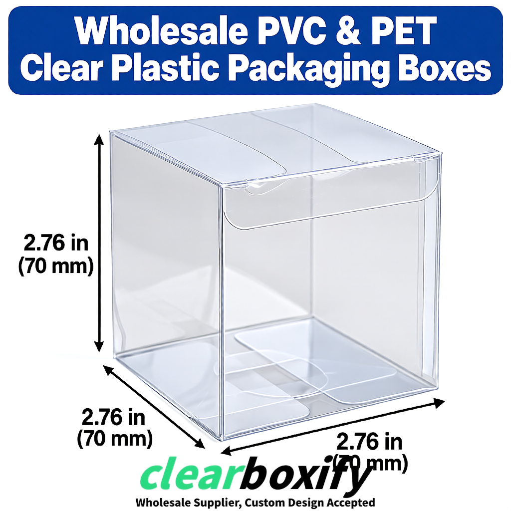 PPWR-Aligned Transparent Translucent PVC & PET Boxes 60x60x180mm 76x76x76mm 70x70x70/100/120mm