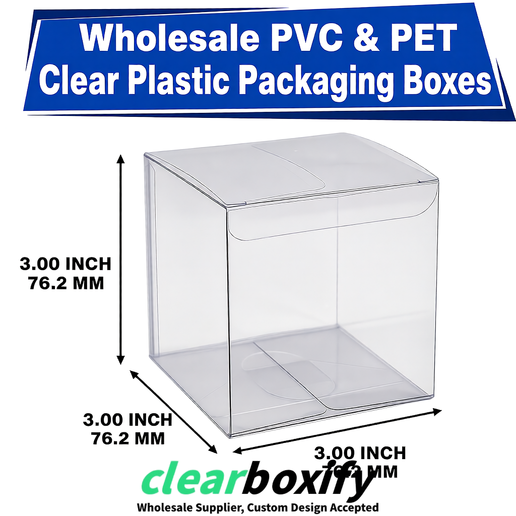 PPWR-Aligned Transparent Translucent PVC & PET Boxes 60x60x180mm 76x76x76mm 70x70x70/100/120mm