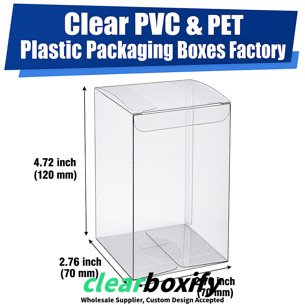 PPWR-Aligned Transparent Translucent PVC & PET Boxes 60x60x180mm 76x76x76mm 70x70x70/100/120mm