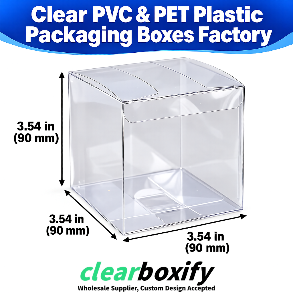 Wholesale Transparent Clear PVC & PET Boxes 90x90x90mm 100x100x30/50/100mm