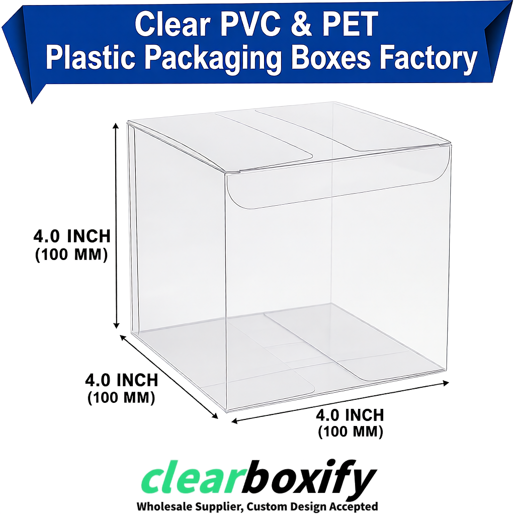 Wholesale Transparent Clear PVC & PET Boxes 90x90x90mm 100x100x30/50/100mm