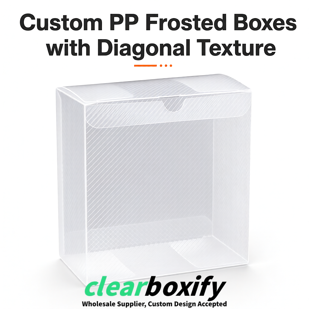 Transparent Matte PP Frosted & Diagonal Texture Boxes with Diagonal Texture