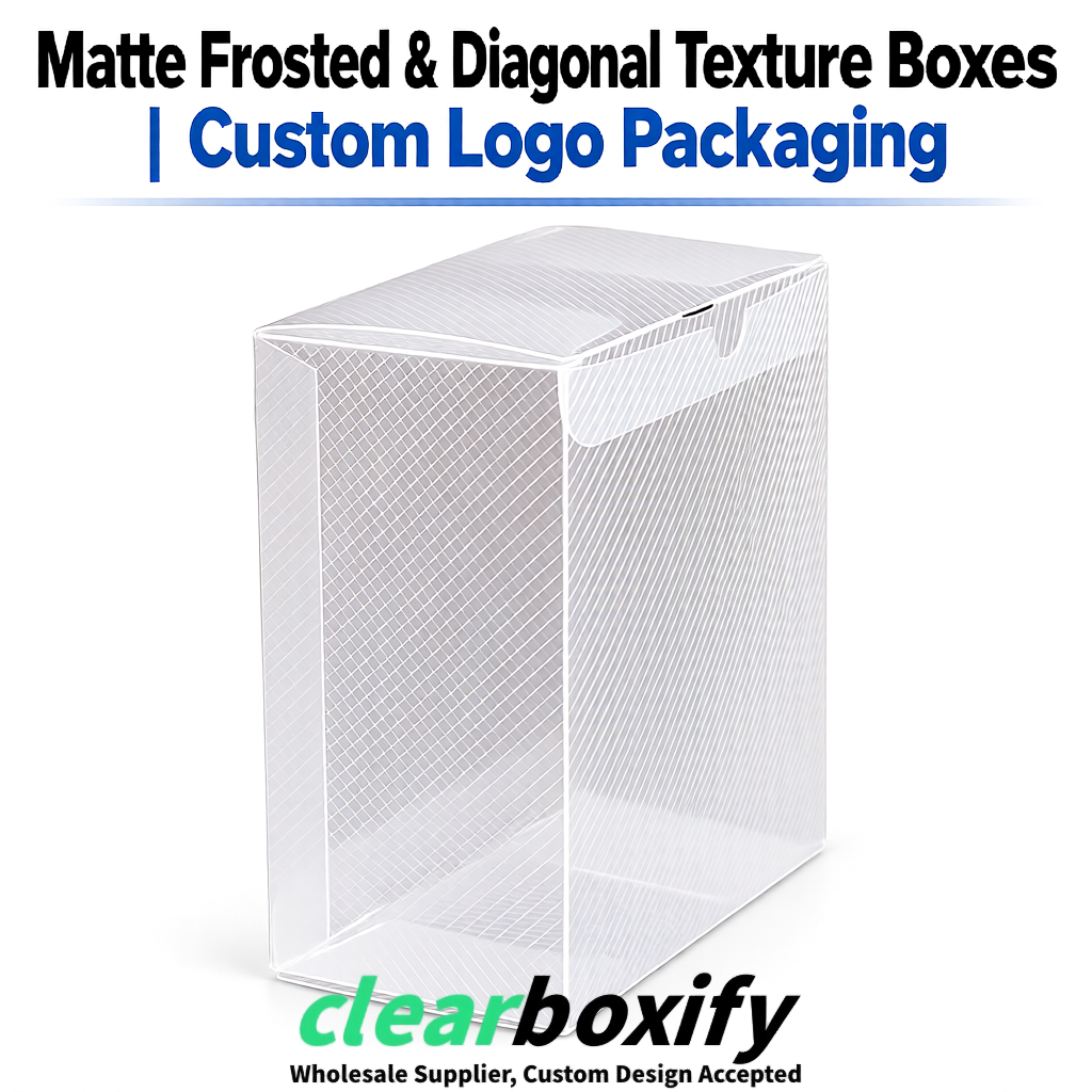 Transparent Matte PP Frosted & Diagonal Texture Boxes with Diagonal Texture