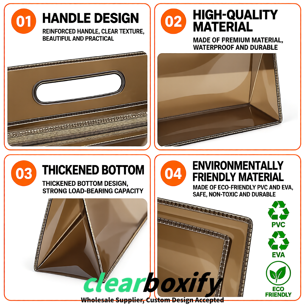 Umber EVA/PVC Cosmetic Bags | OEM/ODM Clear Zipper Makeup Pouches