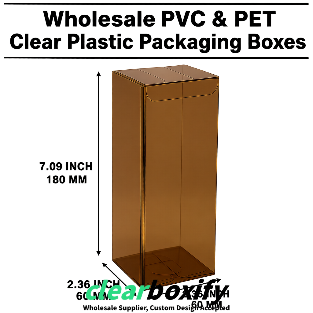 PPWR-Aligned Umber Translucent PVC & PET Boxes 60x60x180mm 76x76x76mm 70x70x70/100/120mm