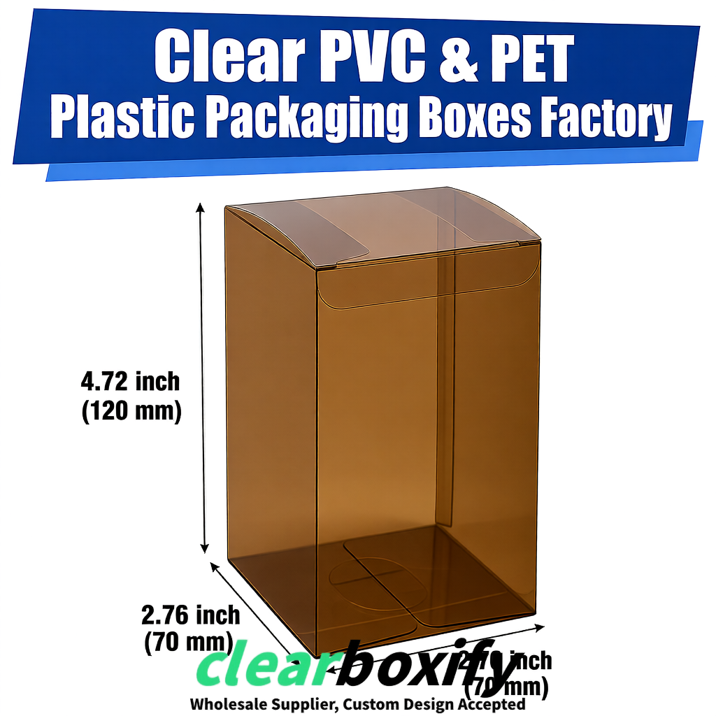 PPWR-Aligned Umber Translucent PVC & PET Boxes 60x60x180mm 76x76x76mm 70x70x70/100/120mm