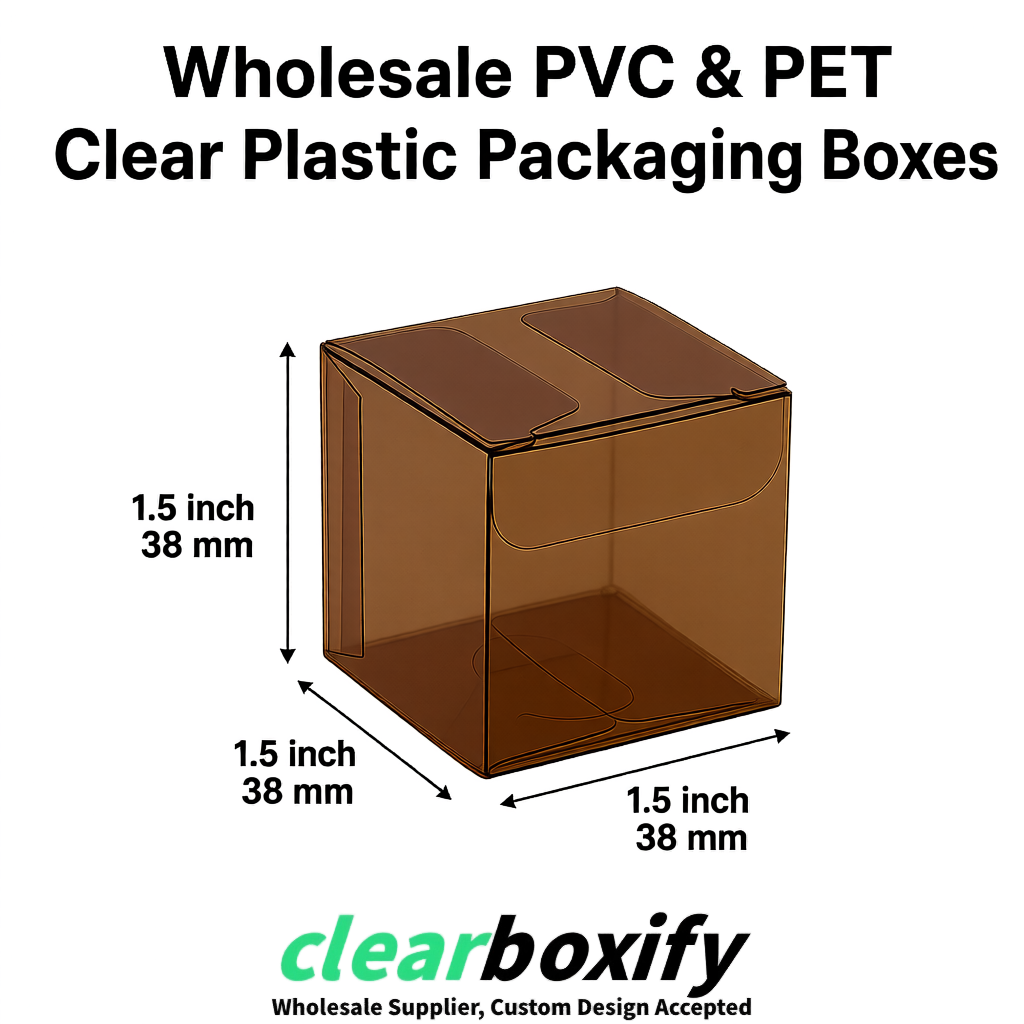 Umber Clear PVC & PET Boxes 38x38x38, 40x40x40, 50x50x50/80mm