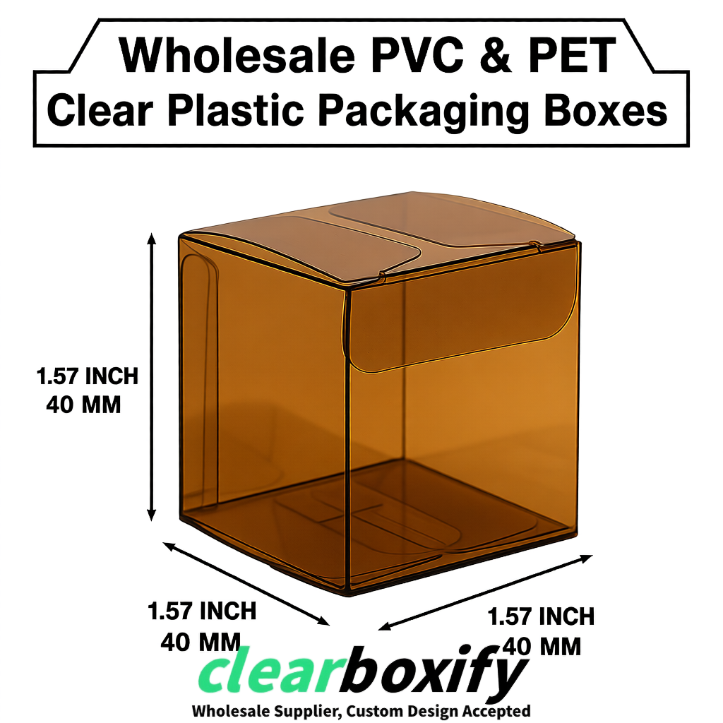 Umber Clear PVC & PET Boxes 38x38x38, 40x40x40, 50x50x50/80mm