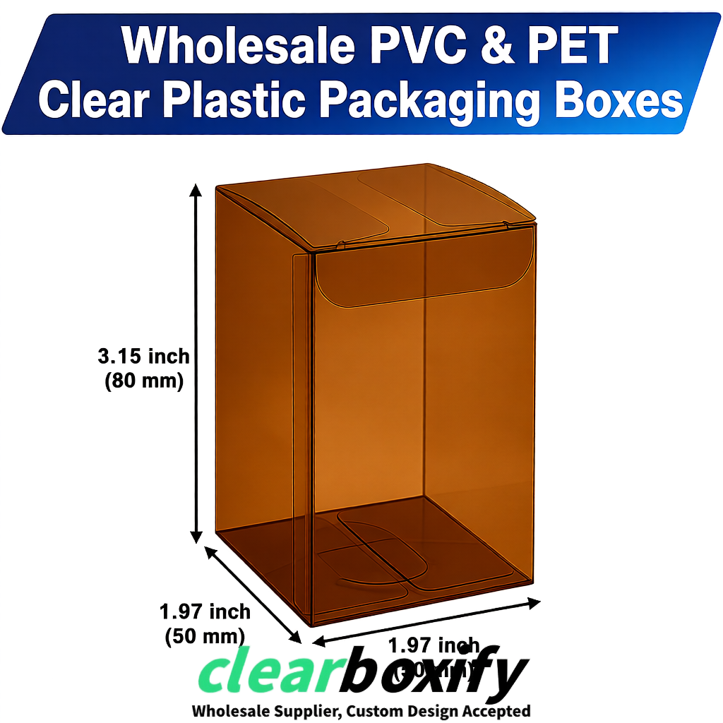 Umber Clear PVC & PET Boxes 38x38x38, 40x40x40, 50x50x50/80mm