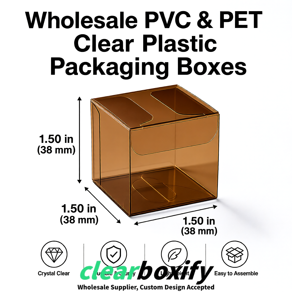 Umber Clear PVC & PET Boxes 38x38x38, 40x40x40, 50x50x50/80mm