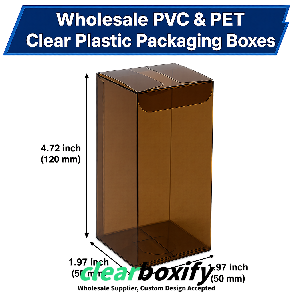Umber Wholesale Clear PVC & PET Boxes 50x50x120/150/200mm 60x60x60/120 mm