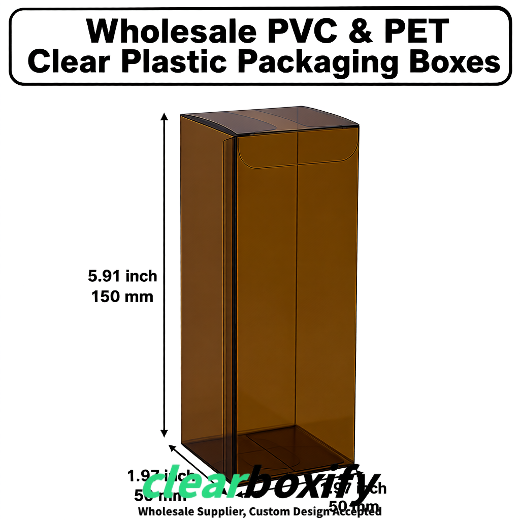 Umber Wholesale Clear PVC & PET Boxes 50x50x120/150/200mm 60x60x60/120 mm