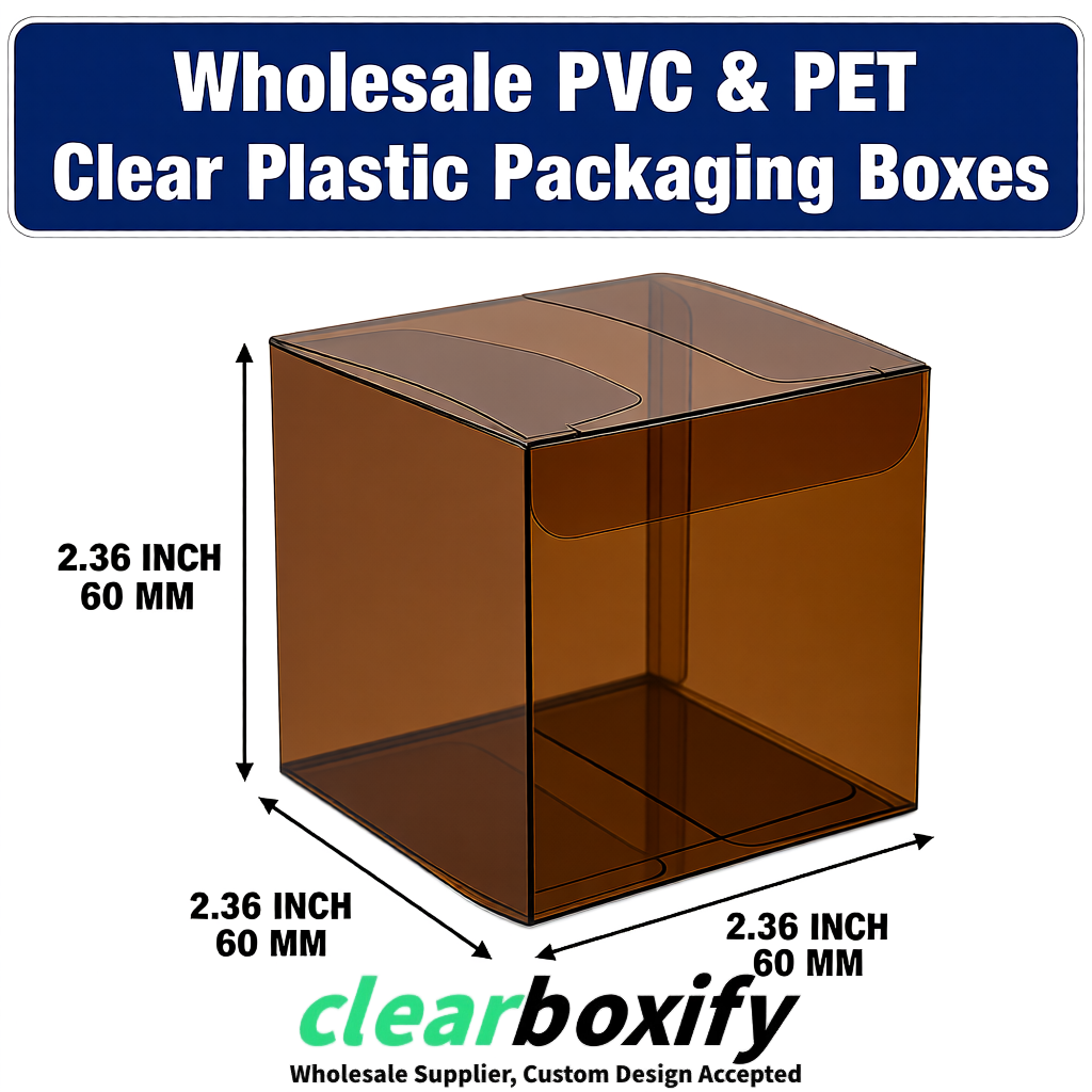 Umber Wholesale Clear PVC & PET Boxes 50x50x120/150/200mm 60x60x60/120 mm