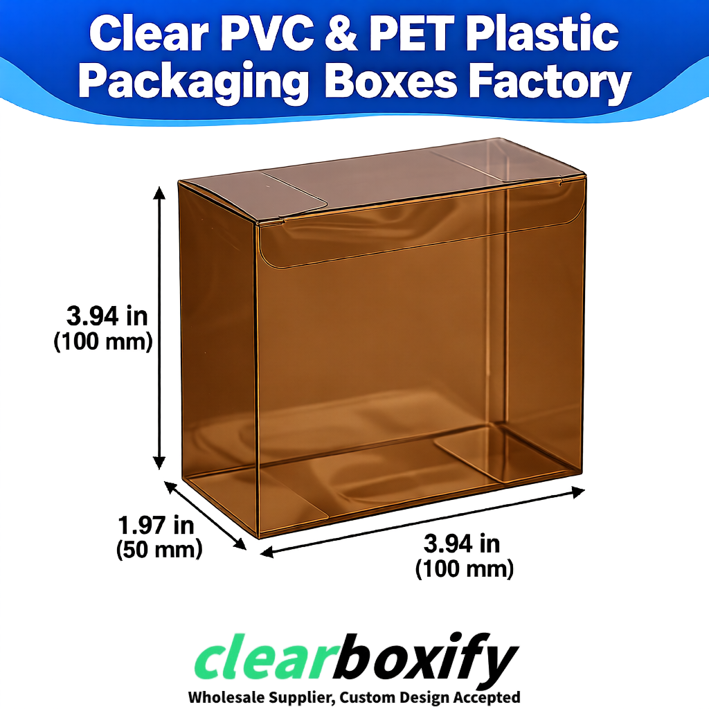 Wholesale Umber Clear PVC & PET Boxes 90x90x90mm 100x100x30/50/100mm