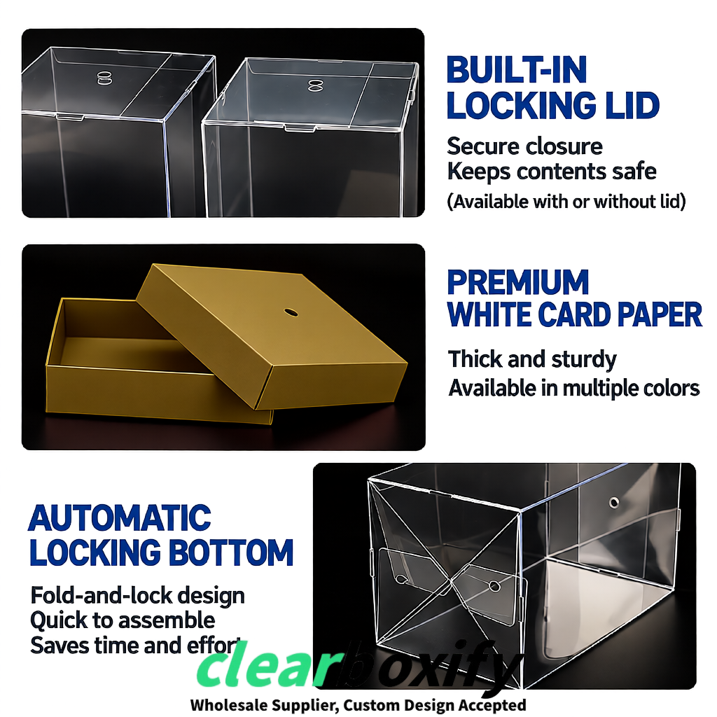 Umber Clear Toy Display Boxes with White Base & Top | Wholesale Bulk Packaging