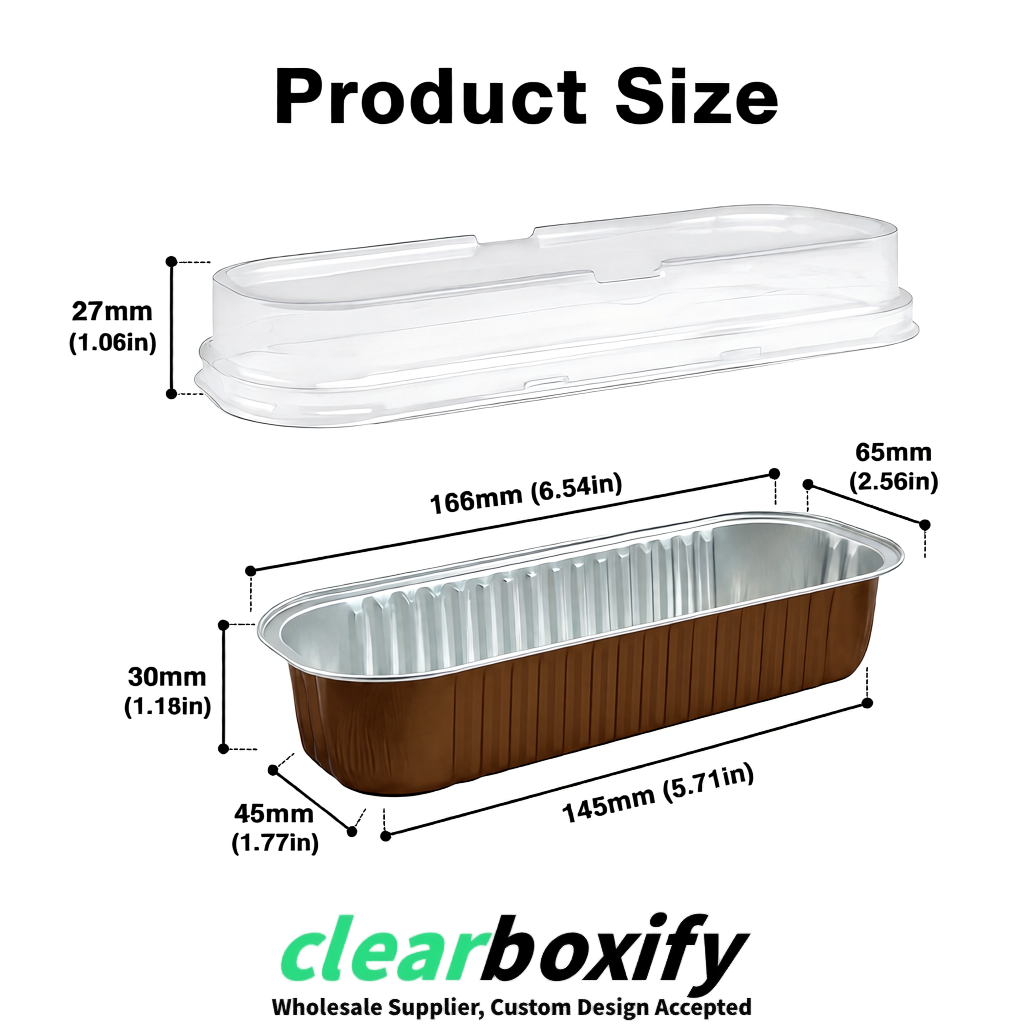 Umber Mini Loaf Pans with Clear Lids 6.8oz Rectangular Aluminum Foil Baking Pans Supplier