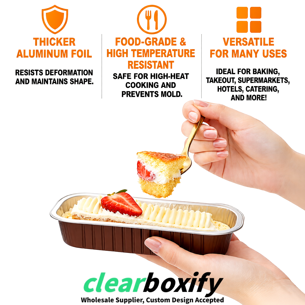 Umber Mini Loaf Pans with Clear Lids 6.8oz Rectangular Aluminum Foil Baking Pans Supplier