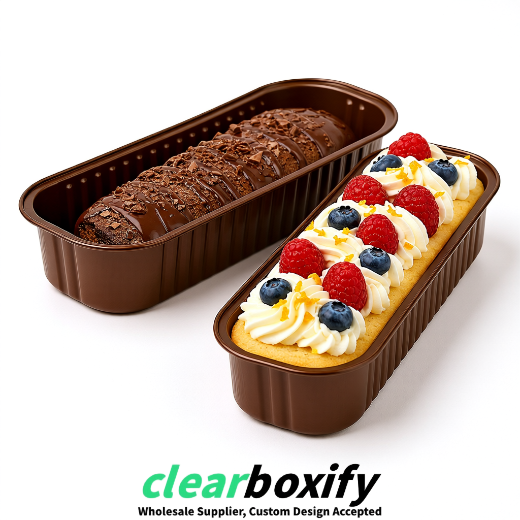 Umber Mini Loaf Pans with Clear Lids 6.8oz Rectangular Aluminum Foil Baking Pans Supplier