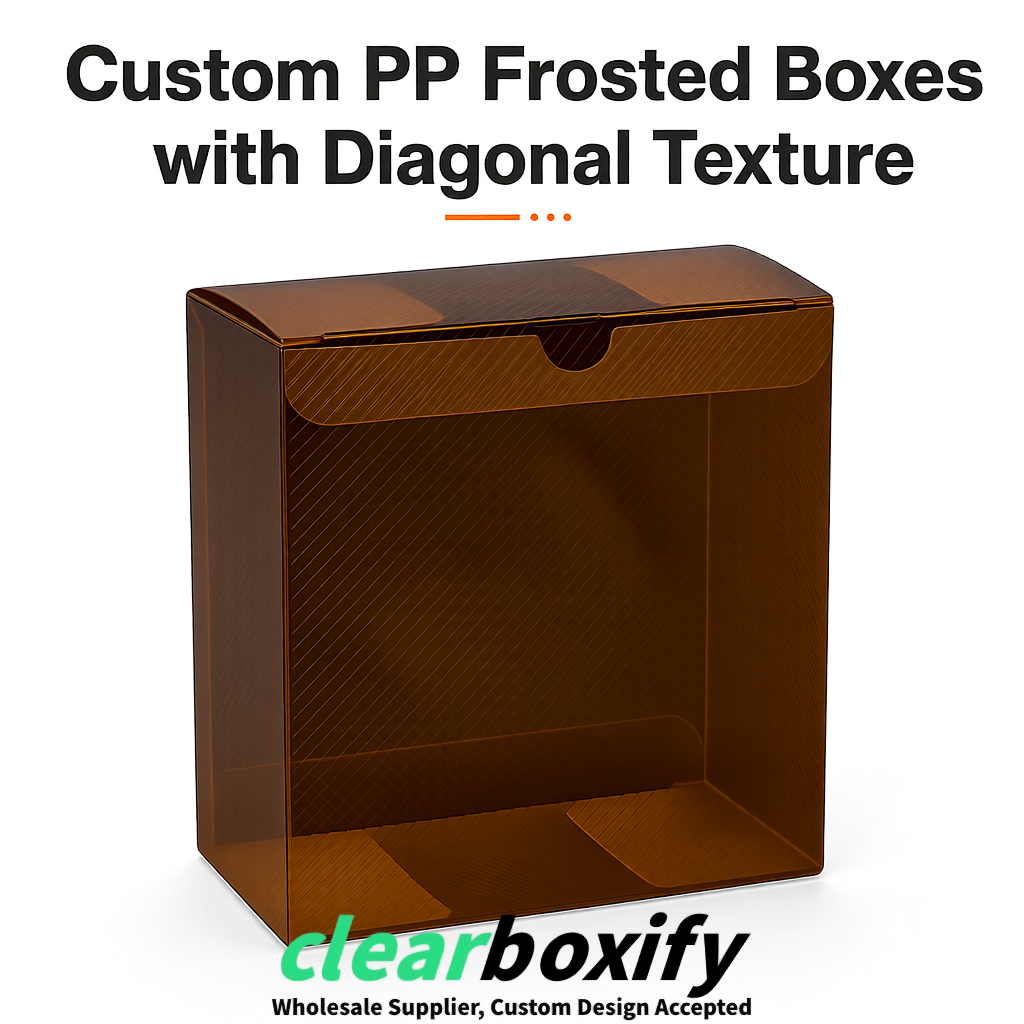Umber Matte PP Frosted & Diagonal Texture Boxes with Diagonal Texture