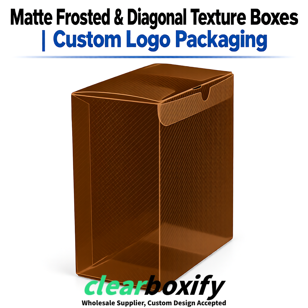 Umber Matte PP Frosted & Diagonal Texture Boxes with Diagonal Texture