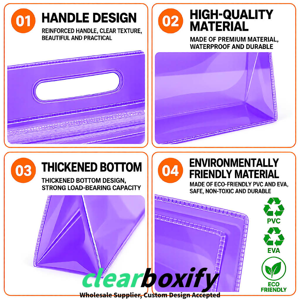 Violet EVA/PVC Cosmetic Bags | OEM/ODM Clear Zipper Makeup Pouches Violet EVA/PVC Cosmetic Bags | OEM/ODM Clear Zipper Makeup Pouches