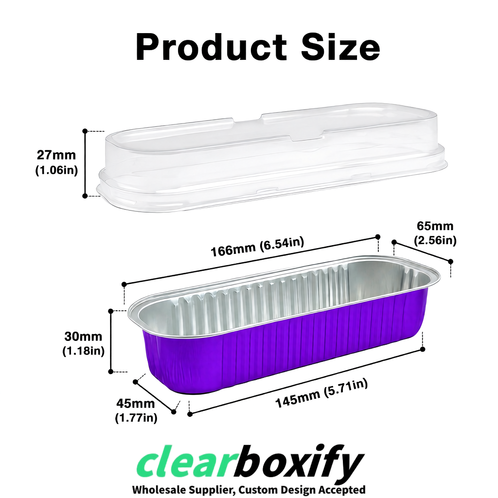 Violet Mini Loaf Pans with Clear Lids 6.8oz Rectangular Aluminum Foil Baking Pans Supplier