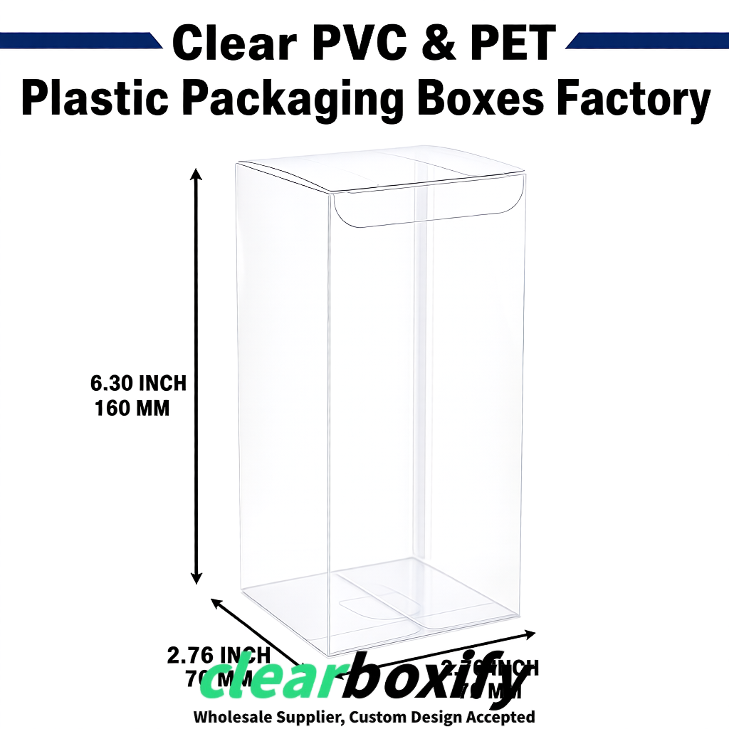 White PPWR-ready PVC & PET Clear Boxes 80x80x80/120/140/190mm 70x70x160 mm Factory
