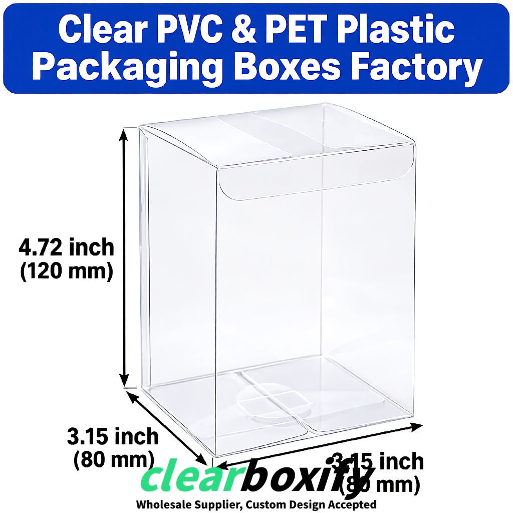 White PPWR-ready PVC & PET Clear Boxes 80x80x80/120/140/190mm 70x70x160 mm Factory