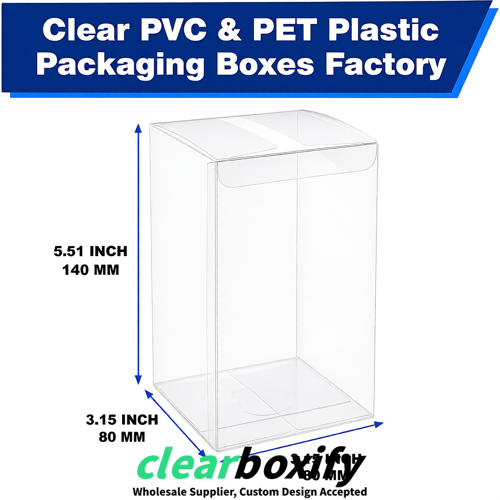 White PPWR-ready PVC & PET Clear Boxes 80x80x80/120/140/190mm 70x70x160 mm Factory