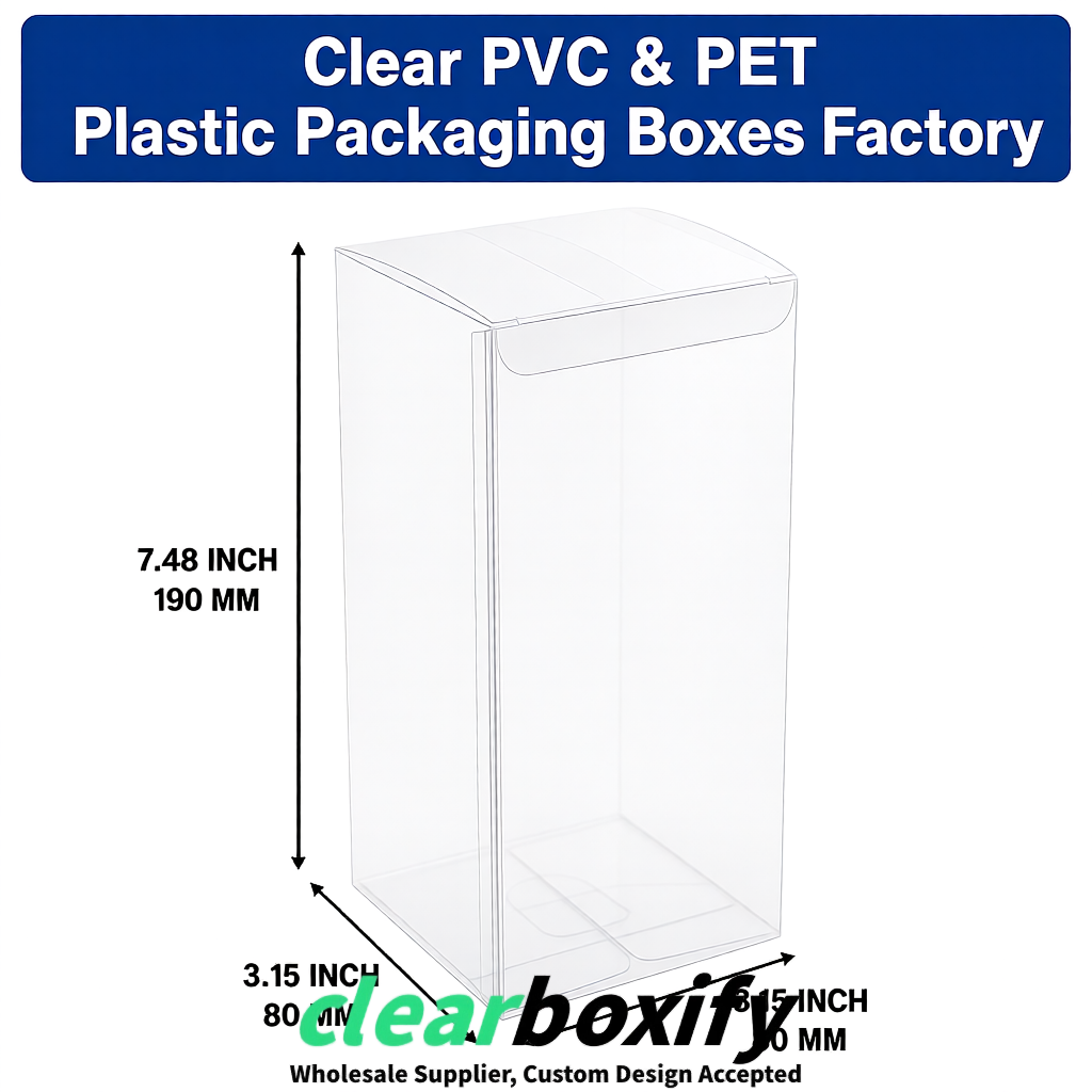 White PPWR-ready PVC & PET Clear Boxes 80x80x80/120/140/190mm 70x70x160 mm Factory