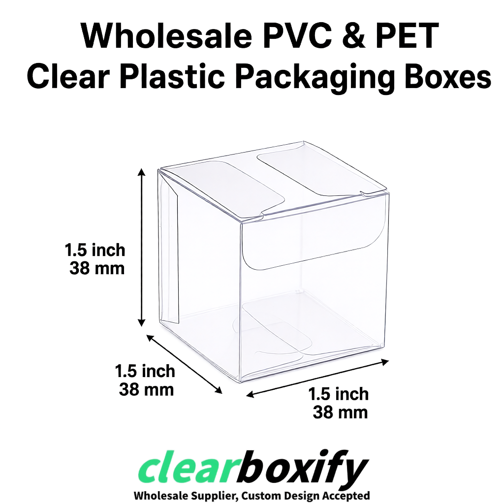White Clear PVC & PET Boxes 38x38x38, 40x40x40, 50x50x50/80mm White Clear PVC & PET Boxes 38x38x38, 40x40x40, 50x50x50/80mm