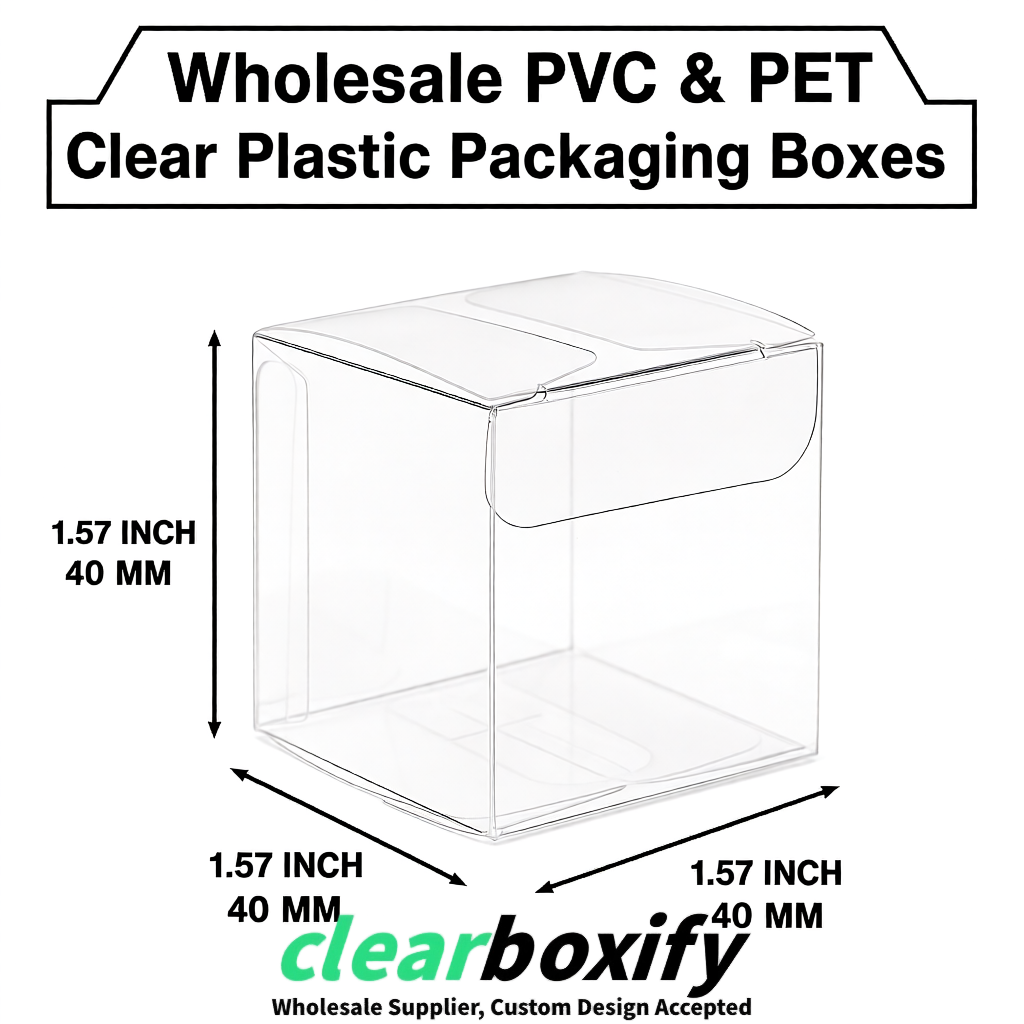 White Clear PVC & PET Boxes 38x38x38, 40x40x40, 50x50x50/80mm