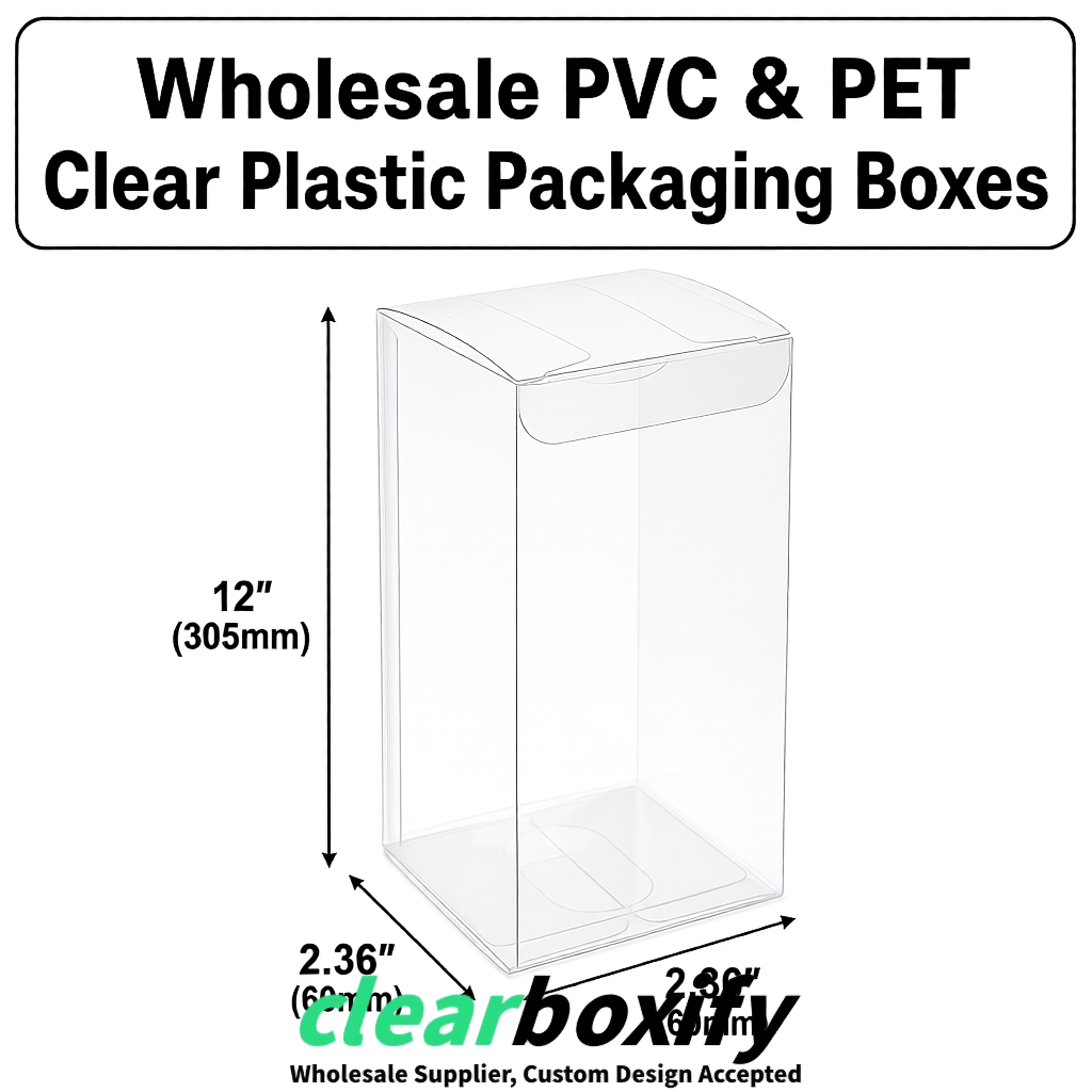 White Wholesale Clear PVC & PET Boxes 50x50x120/150/200mm 60x60x60/120 mm