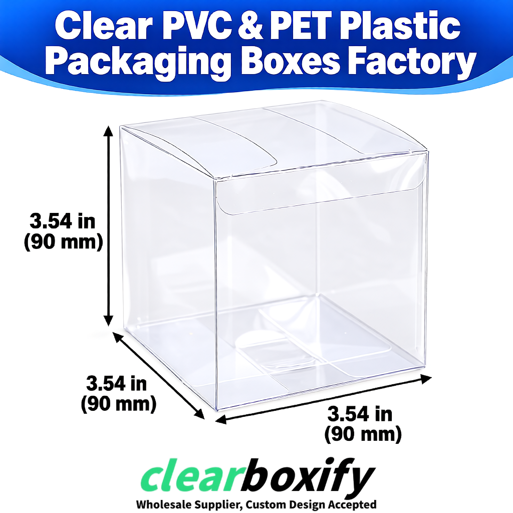 Wholesale White Clear PVC & PET Boxes 90x90x90mm 100x100x30/50/100mm
