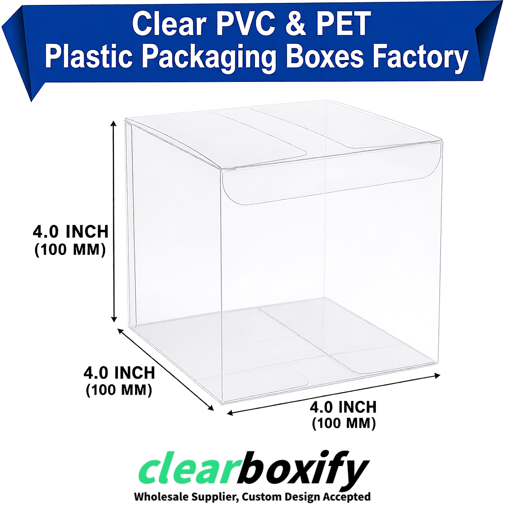 Wholesale White Clear PVC & PET Boxes 90x90x90mm 100x100x30/50/100mm