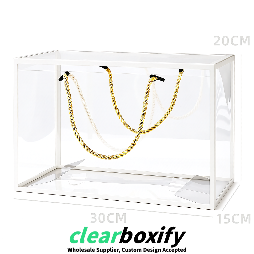 White Private Label Clear PVC, PP, PET Tote Bags & Handbags Wholesale