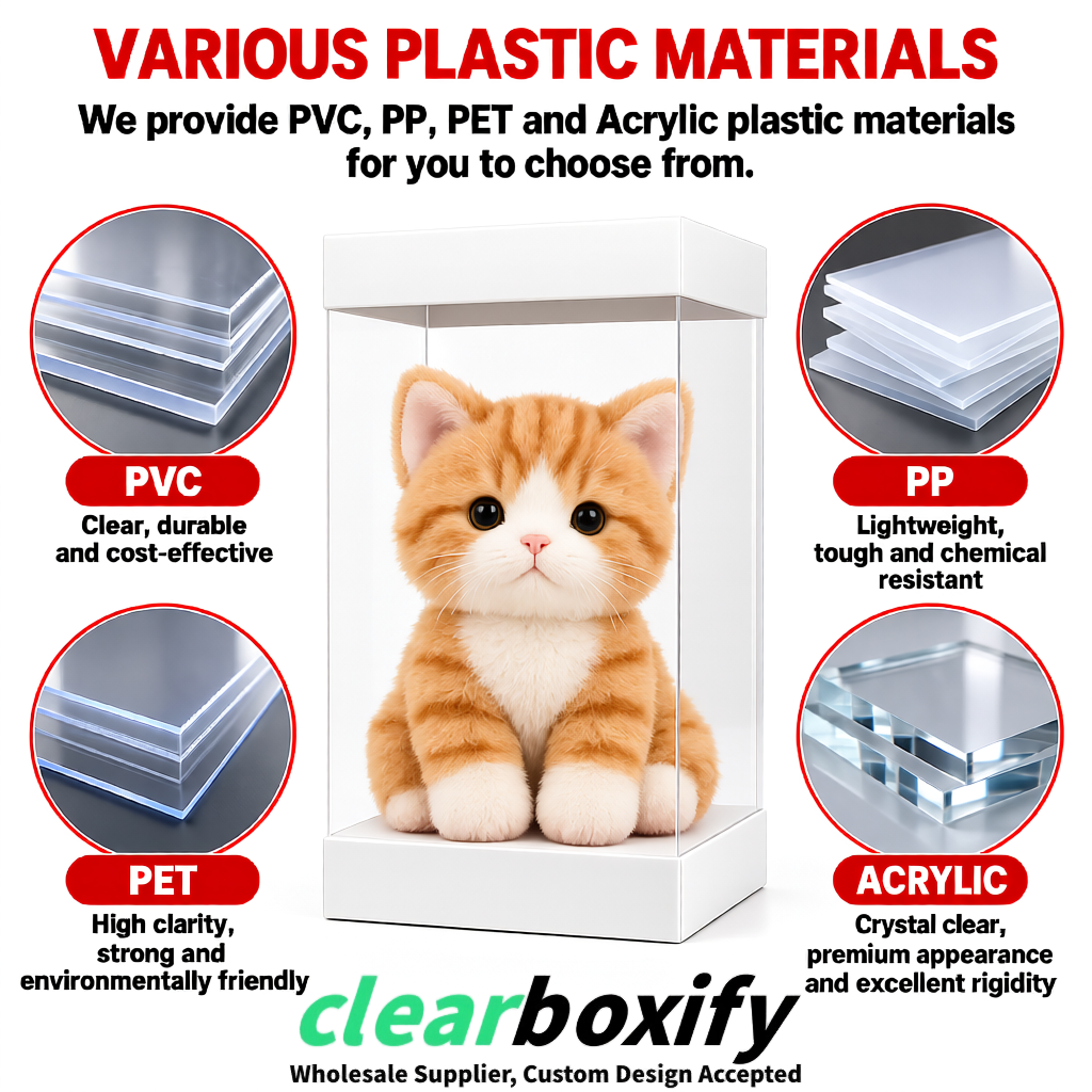 White Clear Toy Display Boxes with White Base & Top | Wholesale Bulk Packaging