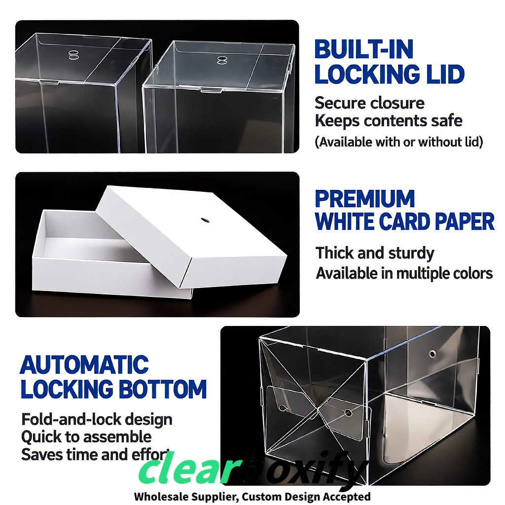 White Clear Toy Display Boxes with White Base & Top | Wholesale Bulk Packaging