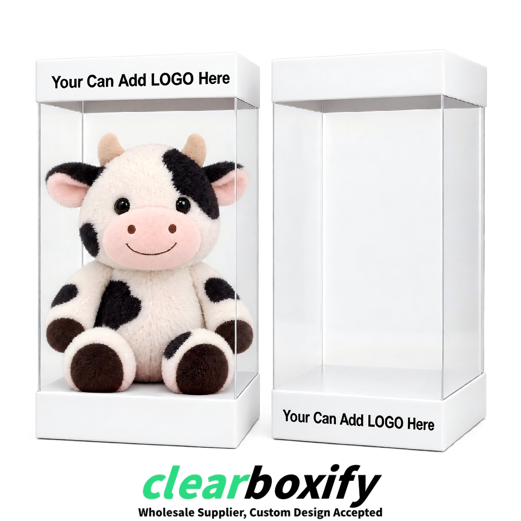 White Clear Toy Display Boxes with White Base & Top | Wholesale Bulk Packaging