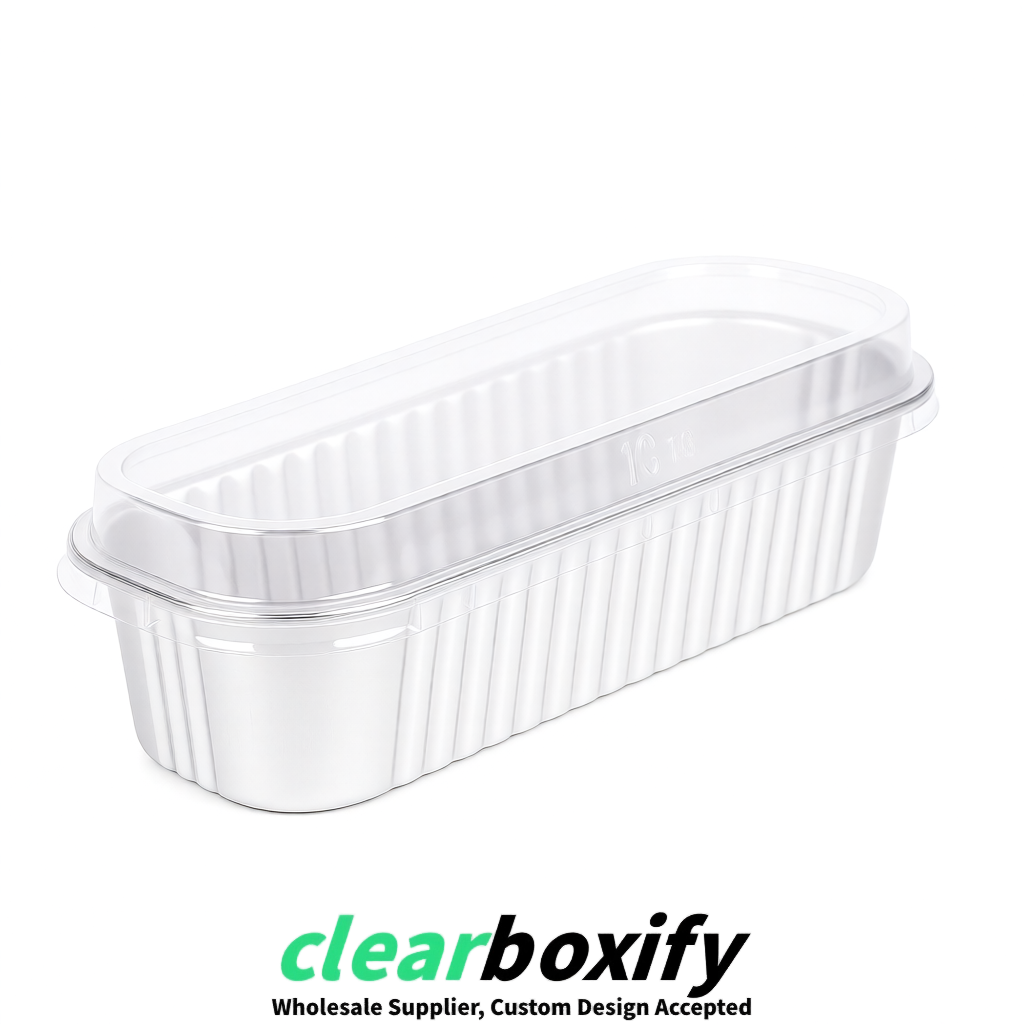 White Mini Loaf Pans with Clear Lids 6.8oz Rectangular Aluminum Foil Baking Pans Supplier